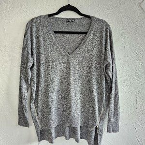 Express Women Gray Pullover Sweater Oversized Zipper Slouchy Drop Shoulder  S